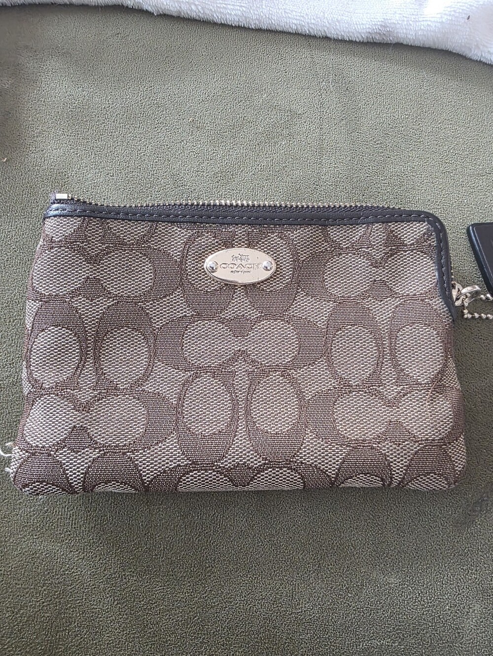 Coach Brown Signature Canvas Cosmetic Bag